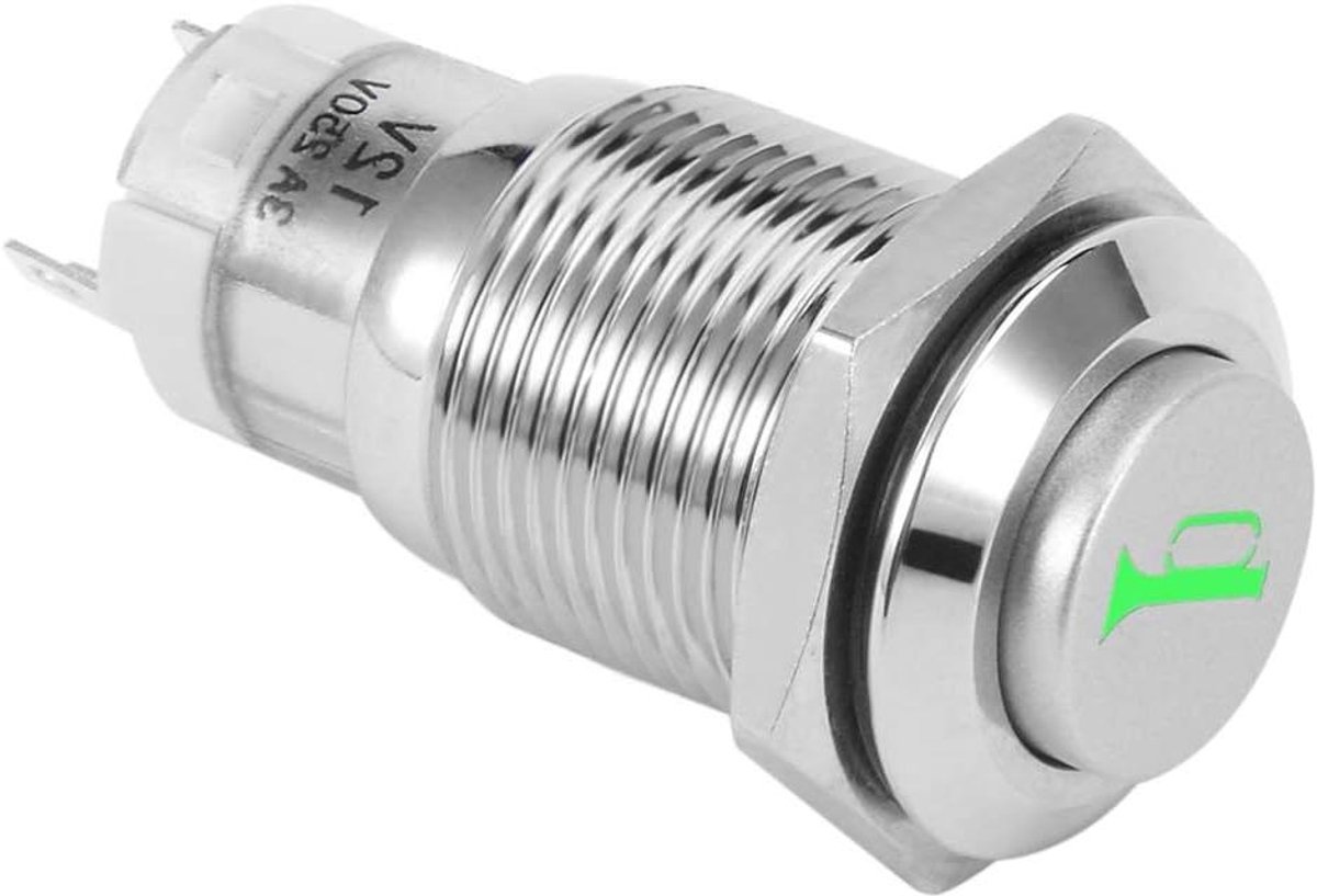 Metalen Drukknop - Bel Schakelaar Hoorn - Extra Apparatuur Bediening - IP67 Waterdicht - 16 mm - Groen