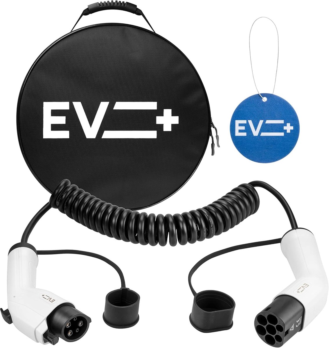 Oplaadkabel elektrische voertuigen - type 1 naar type 2 - 3 meter spiraal - 1-fase 32A (7,2 kW) - gratis draagtas - ShopVlot
