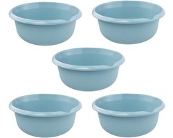Universele Bakken - Wasbak Opbergbak - Afwassen en Schoonmaken - Met Tuit en Maatverdeling - 9L 5 stuks - Blauw