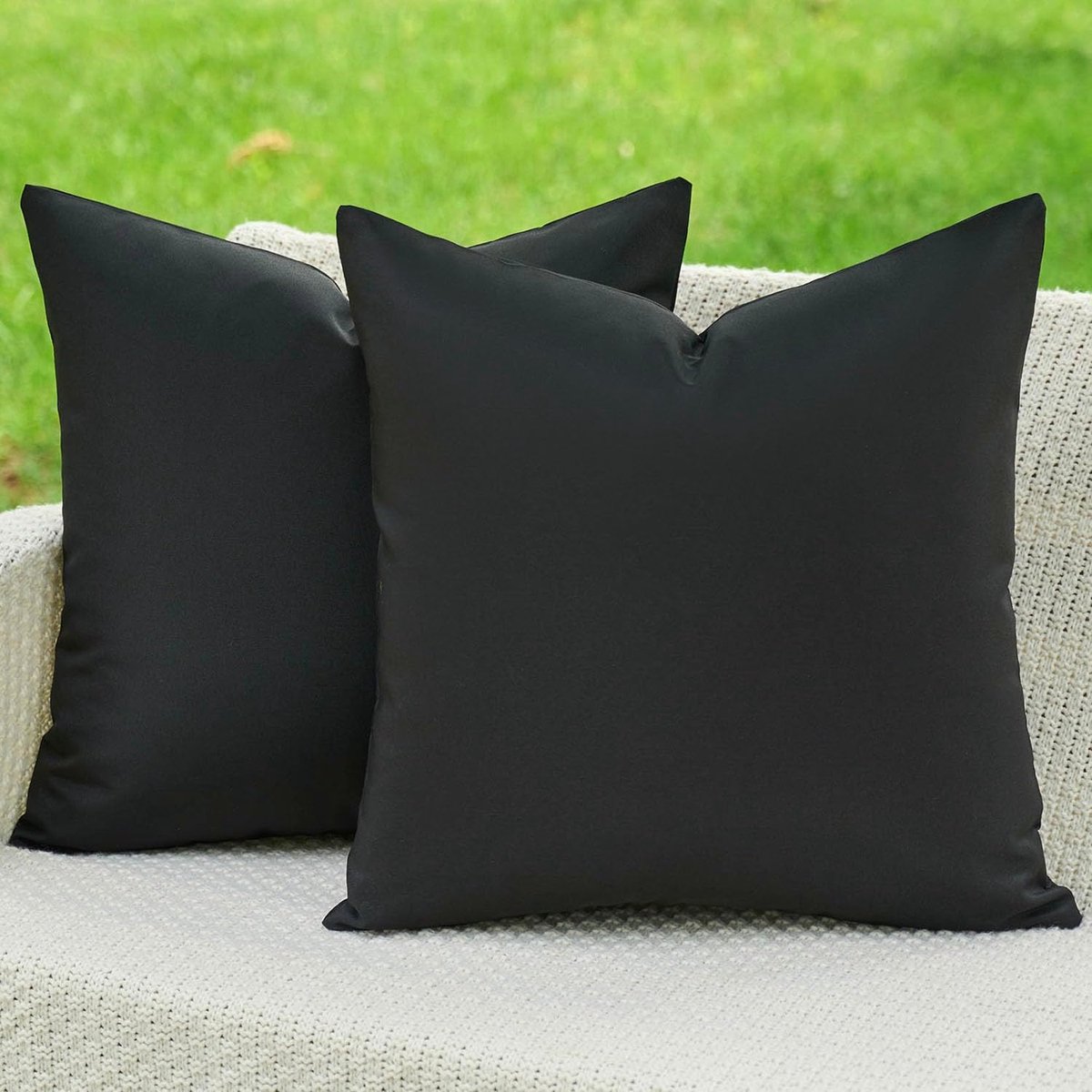 SnelShoppen - Outdoor Kussenhoezen 40 x 40 cm, Zwart, Weerbestendig, Waterdicht, Decoratief Kussen, Moderne Kussens voor Tuin, Balkon, Patio, Set van