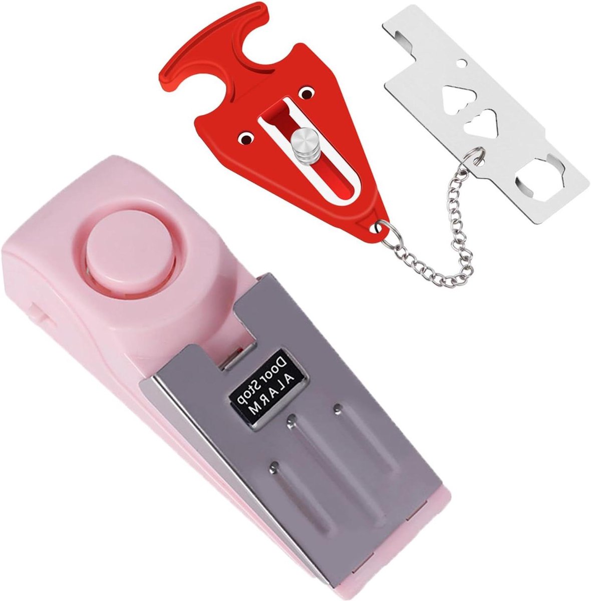 Deuralarm Deurstops - Deurbeveiliging Alarm - Extra Beveiliging - Dubbele Bescherming - 1 Stuks - Roze