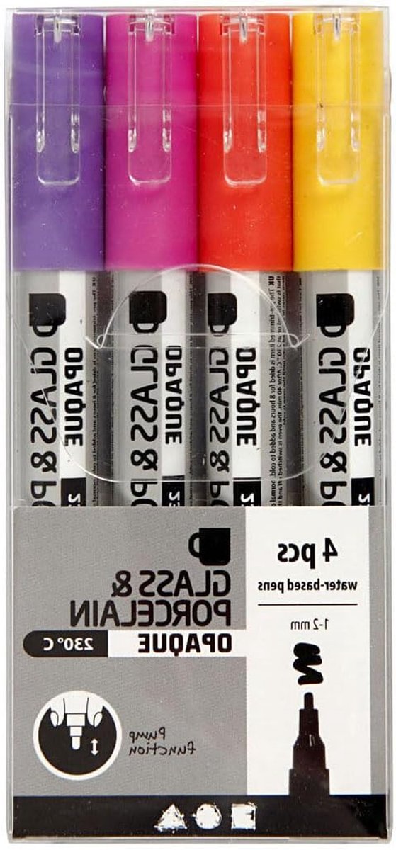 Porselein Markers - Glasstiften Set - Decoreren Keramiek - Watergedragen Dekkende Inkt - 1-2 mm - Multicolor