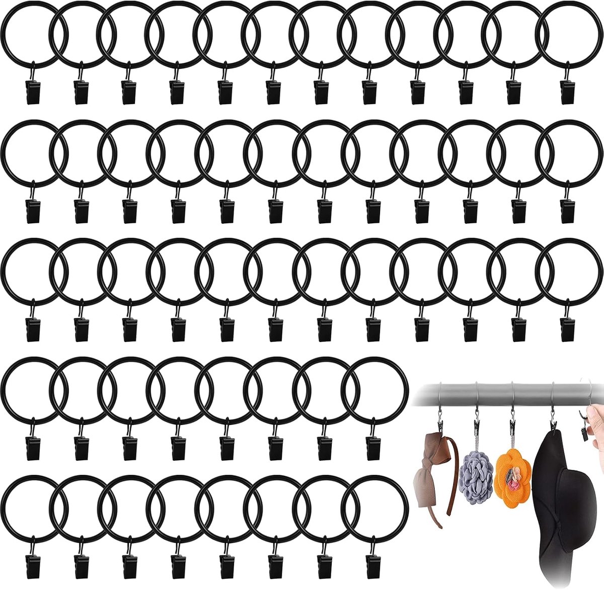 50 stuks gordijnringen met clips, gordijnringen, gordijnringen met clips, gordijnringen, gordijnringen, gordijnringen - ShopVlot