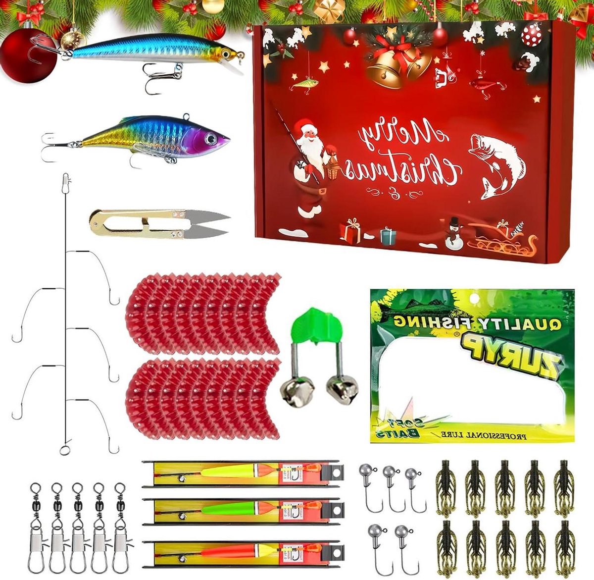 Vis Aas Set - Bait Fishing Gear - Vissen Buiten - Feestelijk Ontwerp - 19x13x4.5cm - C-pack