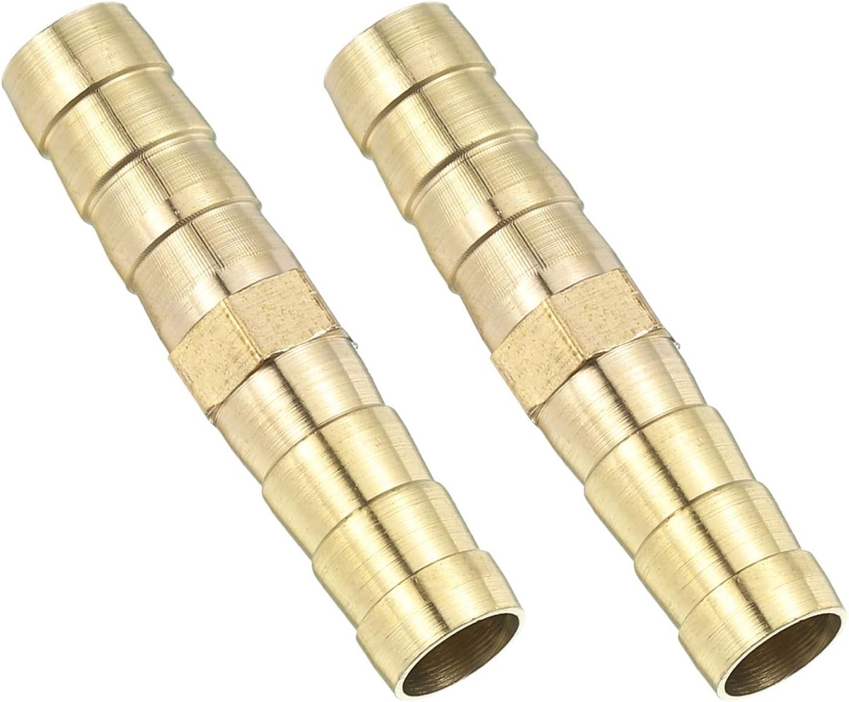 SnelShoppen - 8 mm Slangconnector - Messing Dubbele Nippel Koppeling - 2 Stuks Slangverbinders - Tuinslang Fittingen voor Lucht- en Gasslangen