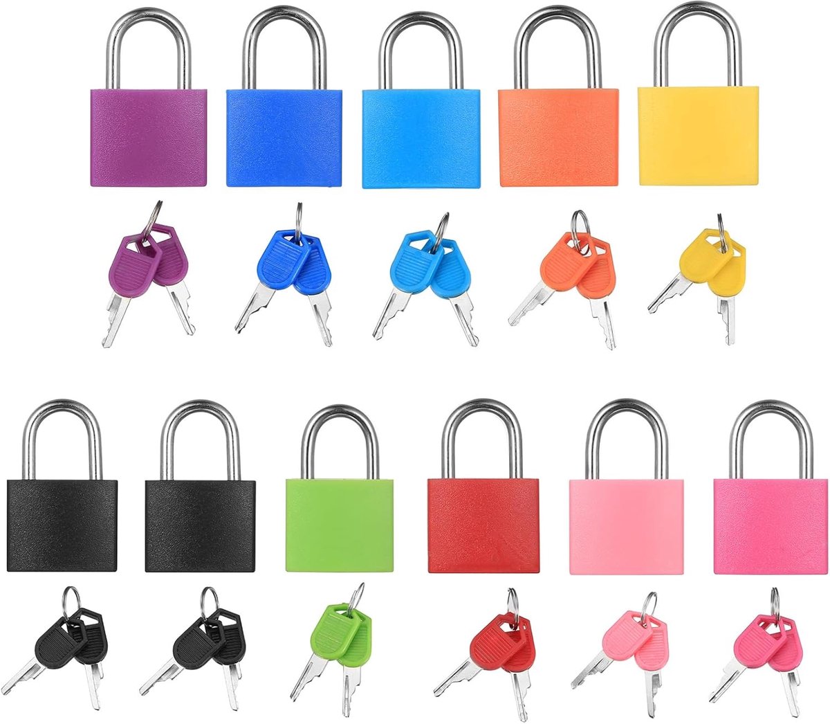 Kofferslot 11 stuks - Klein hangslot met sleutel - Veilig bagageslot - Ideaal voor vliegtuigreizen - SnelShoppen