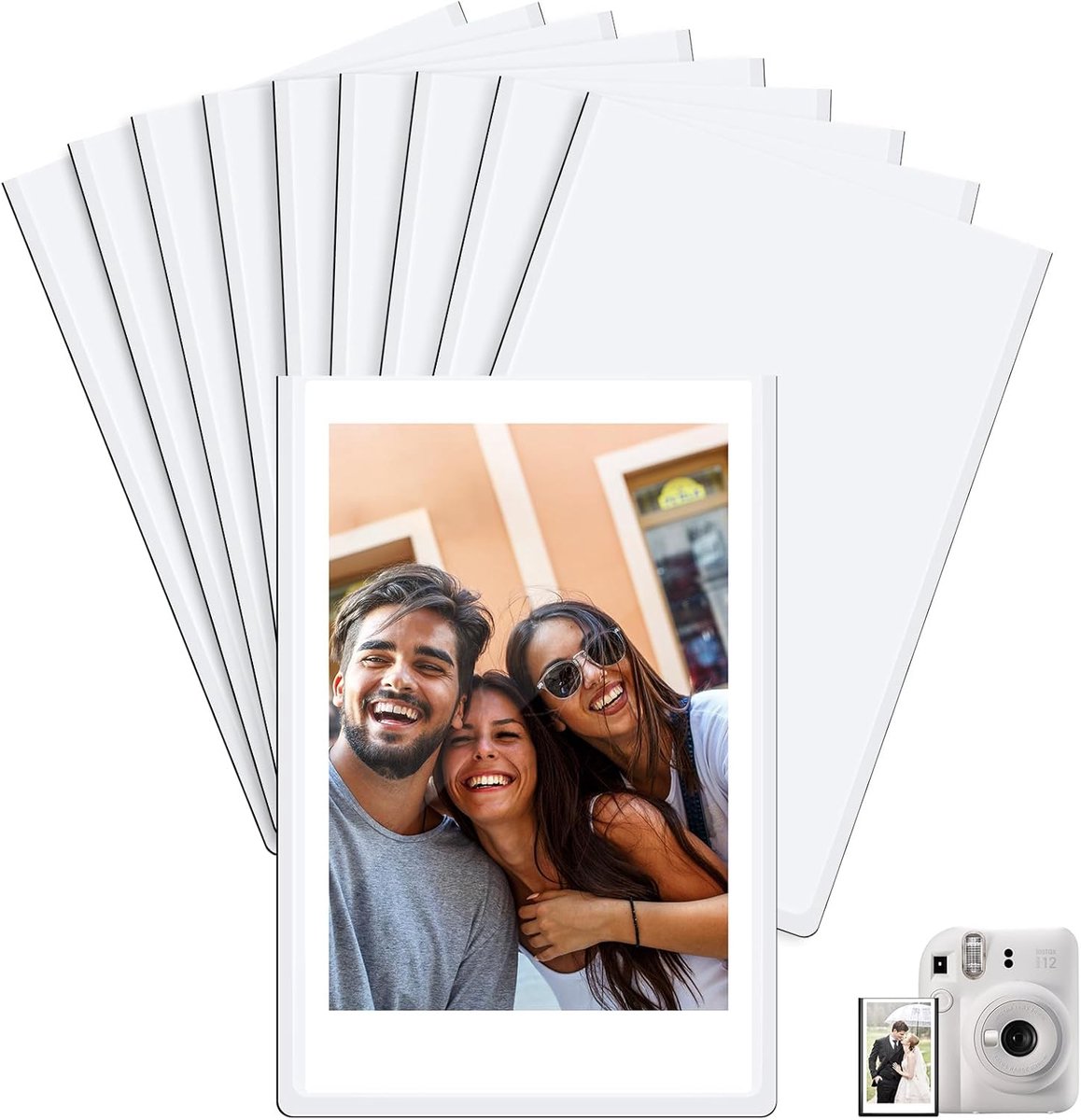 SnelShoppen - Set van 10 Magnetische Fotolijsten voor Instax Mini Film, 9.5 x 6.3 cm, Wit, Persoonlijke Magneet voor Foto's, Postkaarten en Berichten,