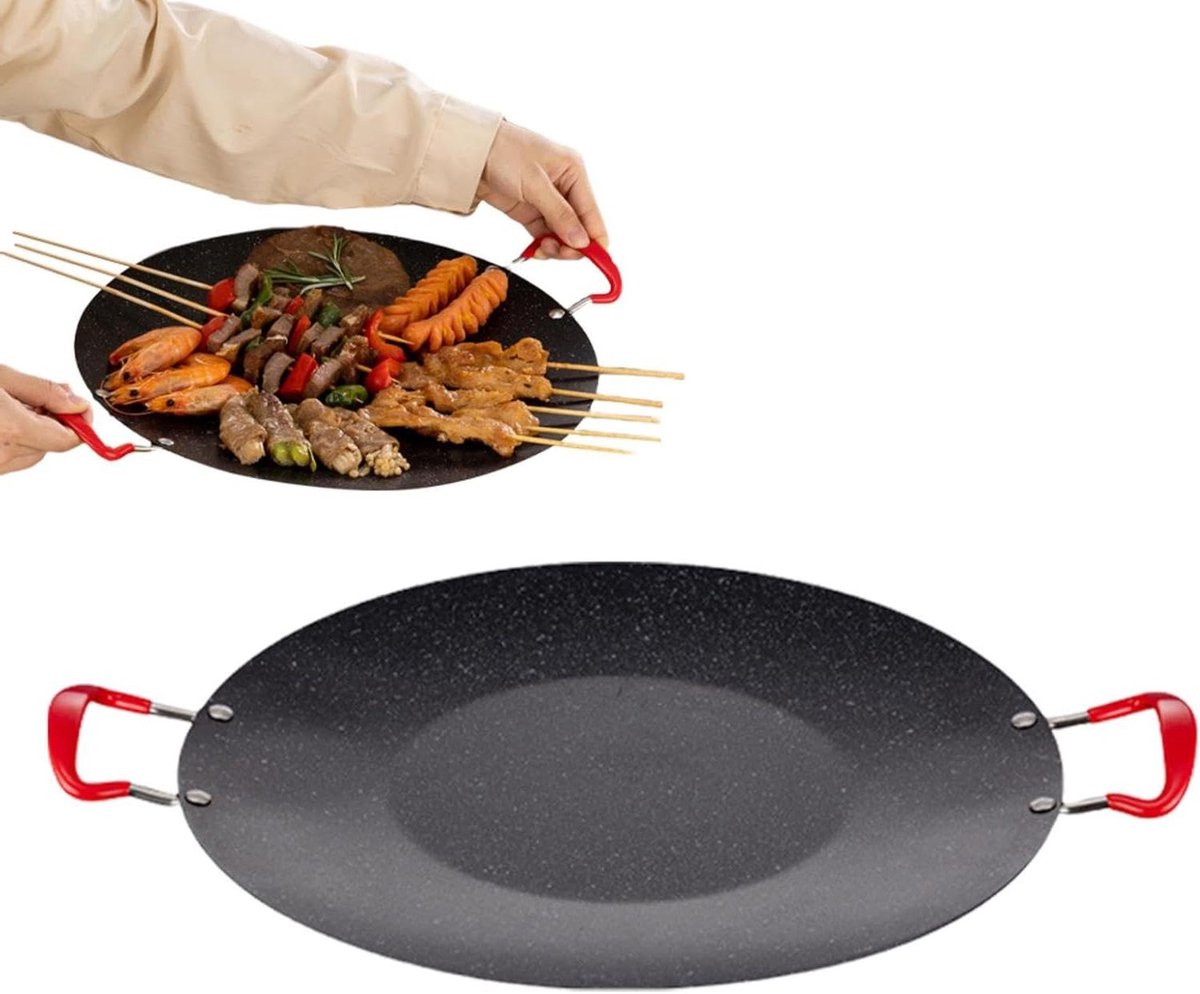 Koreaanse Grillpan - Barbecue Plaat - Buiten Koken - Anti-aanbaklaag - 38 cm - Zwart