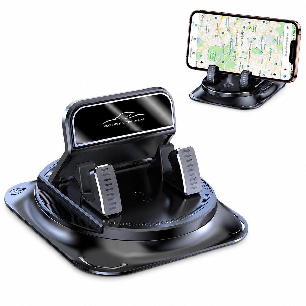 VHV-Antislip Telefoonstandaard - Spiegel Uitvoering - Universele en Wasbare Auto Dashboard Pad en Smartphone Houder voor Navigatie en Vrij Handen - Zwart