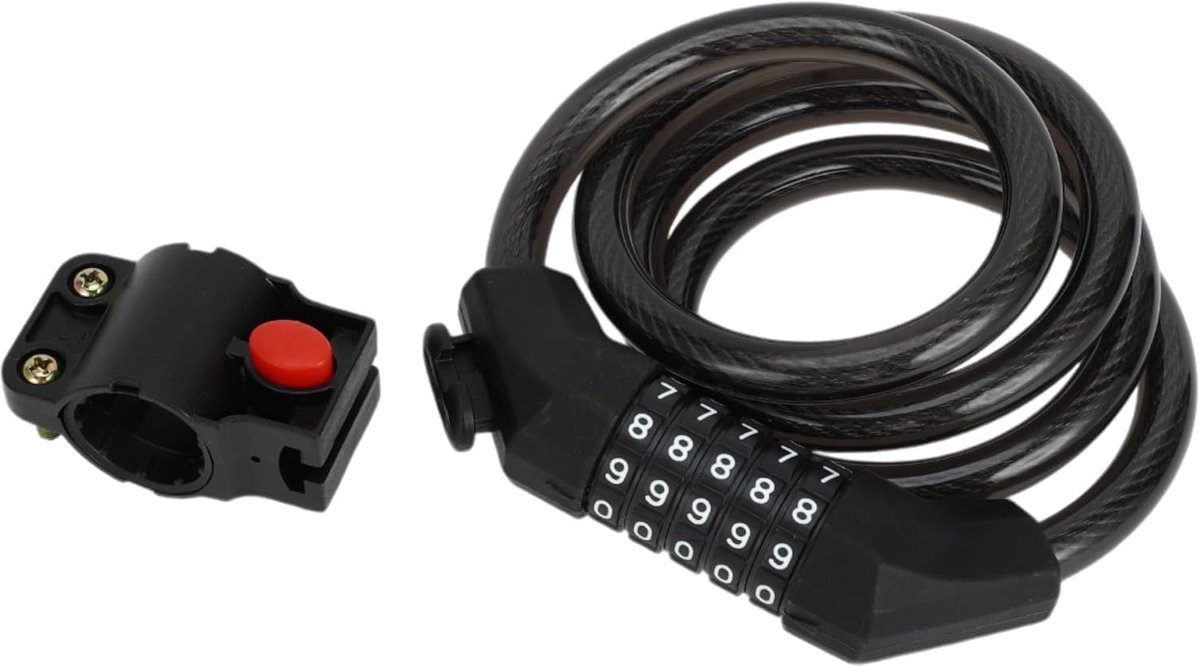 SnelShoppen - Fietsslot - Aanpasbaar Fietskettingslot voor Mountainbike en Racefiets - 5 Cijferig Herstelbaar Fietskabelslot van Zinklegering ABS PVC