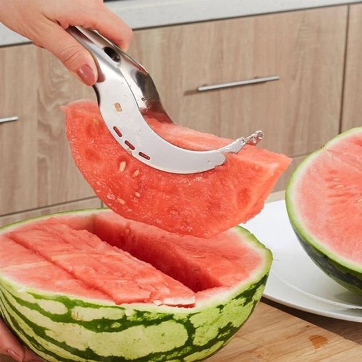 RVS Watermeloen Snijder - Handig Gereedschap voor het Snijden van Salade en Fruit - Watermeloen Graver