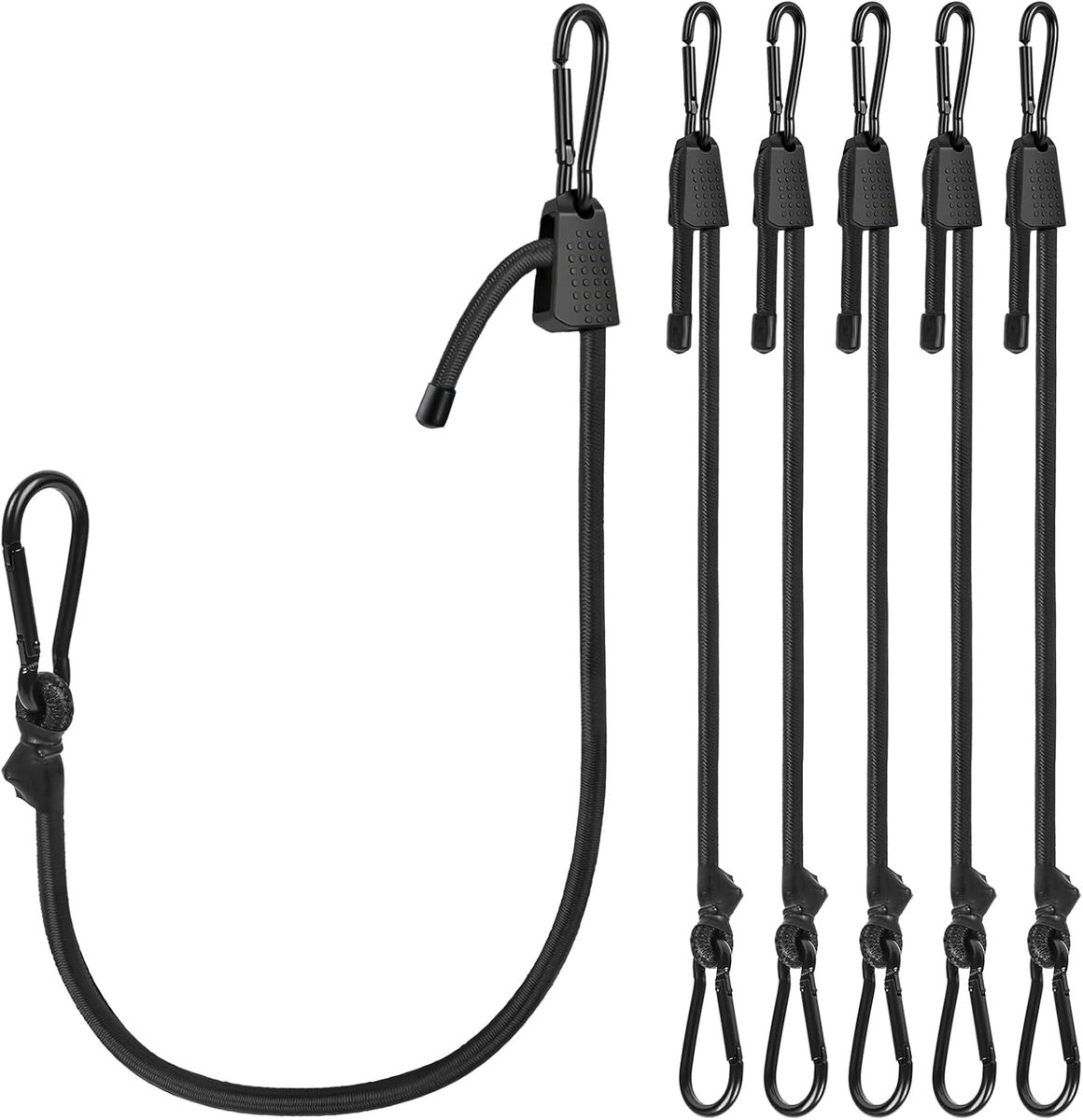 SnelShoppen - Set van 6 Verstelbare Tension Rubber met Haak 30 cm, Multifunctionele Bungee Touw voor Luggage, Camping, Tuin en Sport – UV-bestendig, E