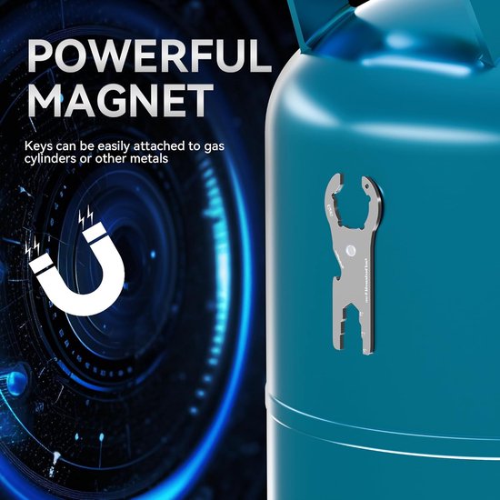 SnelShoppen - Gasfles Sleutel RVS Multifunctionele Sleutel voor Gasflessen Buiten Camping Met Magneet Gasregelaar Sleutel 11 kg 5 kg — afbeelding 4