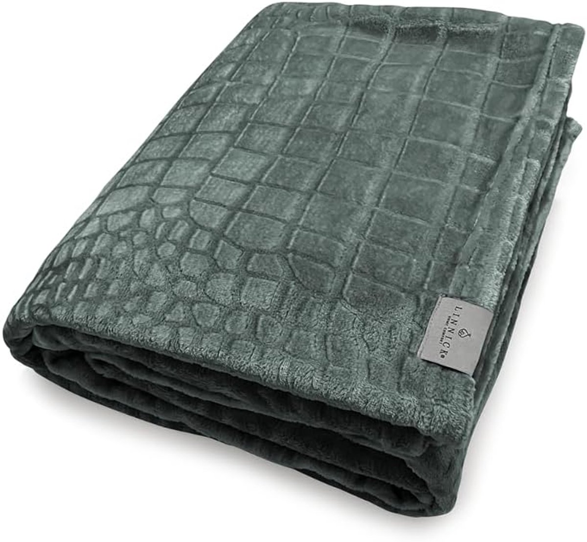 SnelShoppen - Flanellen Fleece Deken Krokodil - Olijfgroen 200x220cm - Luxe, Warm en Zacht voor Thuis, Camping, Feest en Kinderen