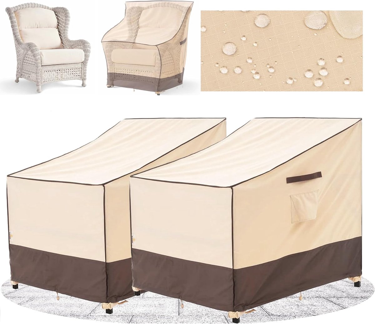 SnelShoppen - Waterdichte Tuinstoel Covers 89x99x66/91cm, Bescherming voor Patio Lounge Stoelen, Schommelstoelen en Rieten Sofas, 2 Stuks