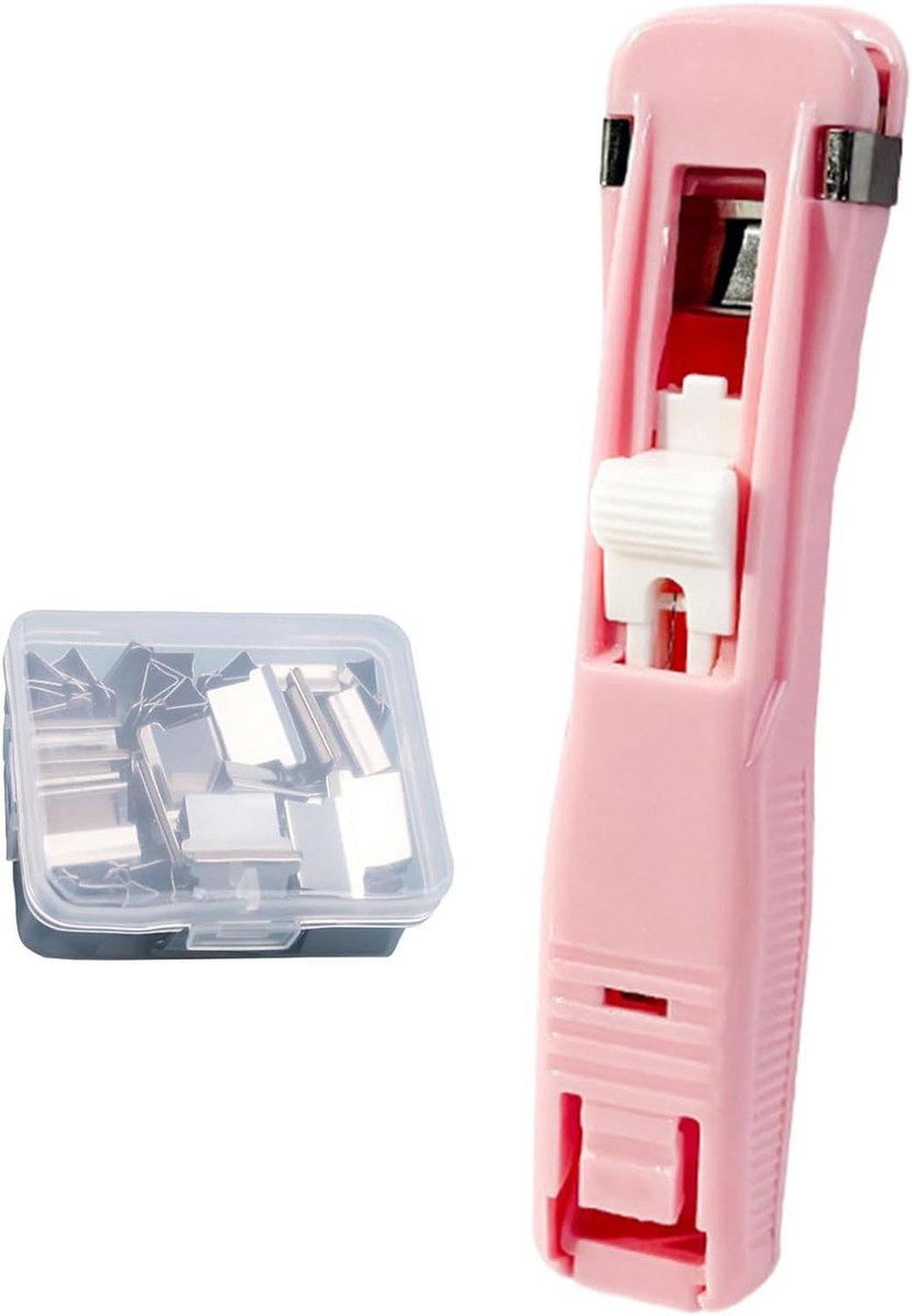Nietmachine Compact - Bindtang Mini - Papier Binden - 45 Vellen Capaciteit - 11.6 cm - Roze
