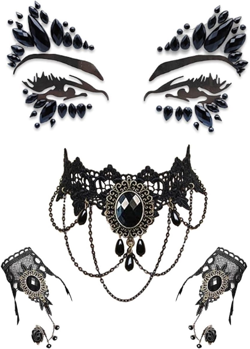 Halloween Gothic Choker en Armbanden Set voor Vrouwen, Vampier Kostuum Accessoires, Steampunk Retro Sieraden voor Feestelijke Gelegenheden
