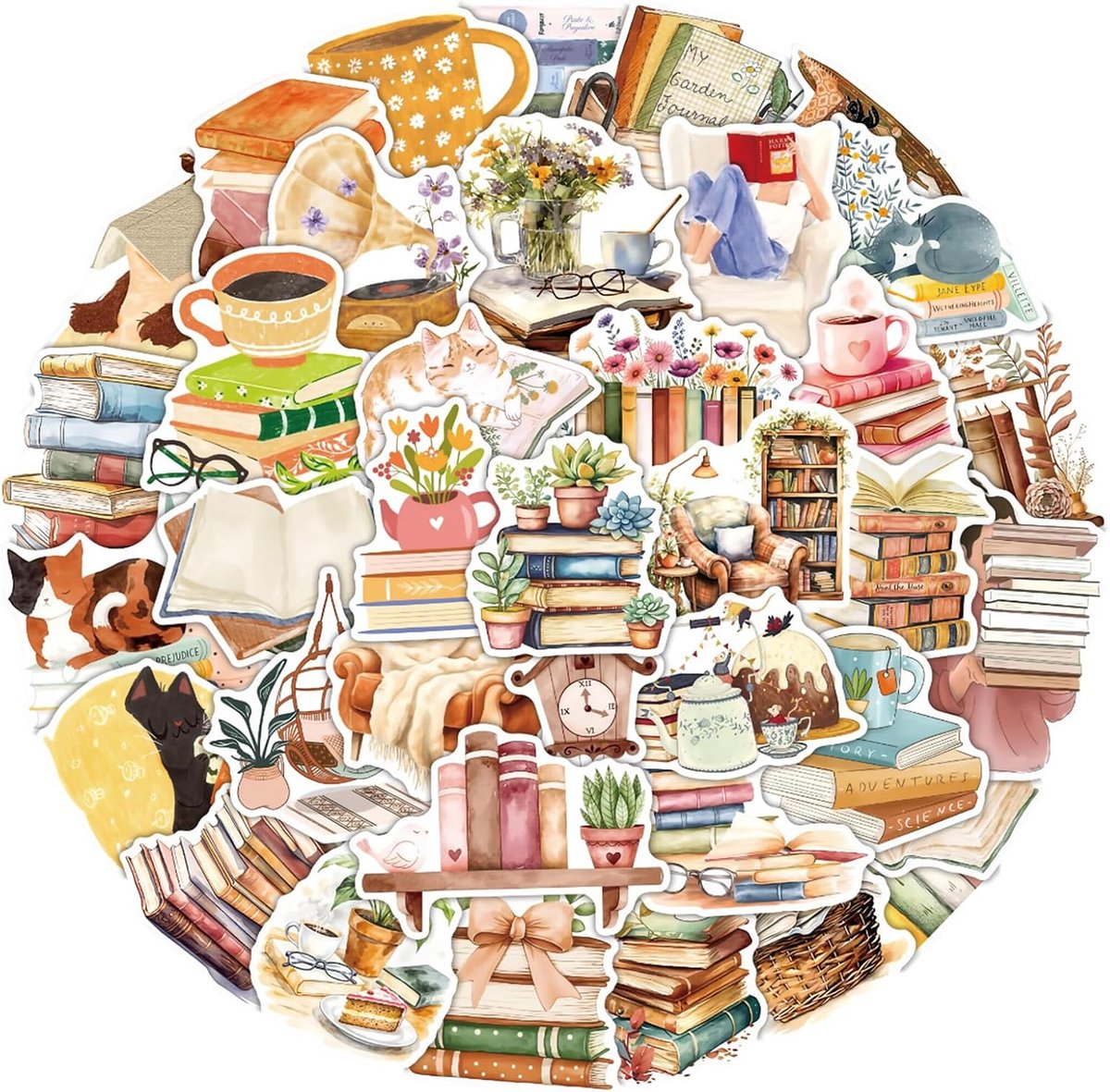 SnelShoppen - 50 Stuks Stickers Journaling, Aesthetic Plakplaatjes & Scrapbook Accessoires voor Laptop, E-reader, Fotoalbum, Creatief, Meerkleurig