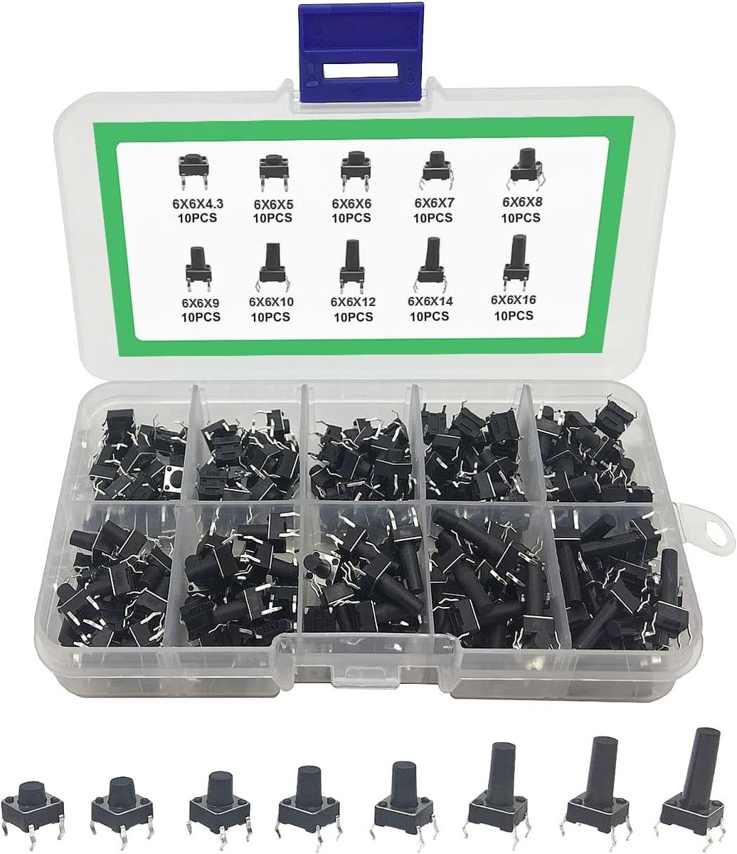 Mini Drukknop Schakelaar met 4 Pinnen, Tactiele Drukknop, Compacte Drukschakelaar voor Elektronische Toepassingen