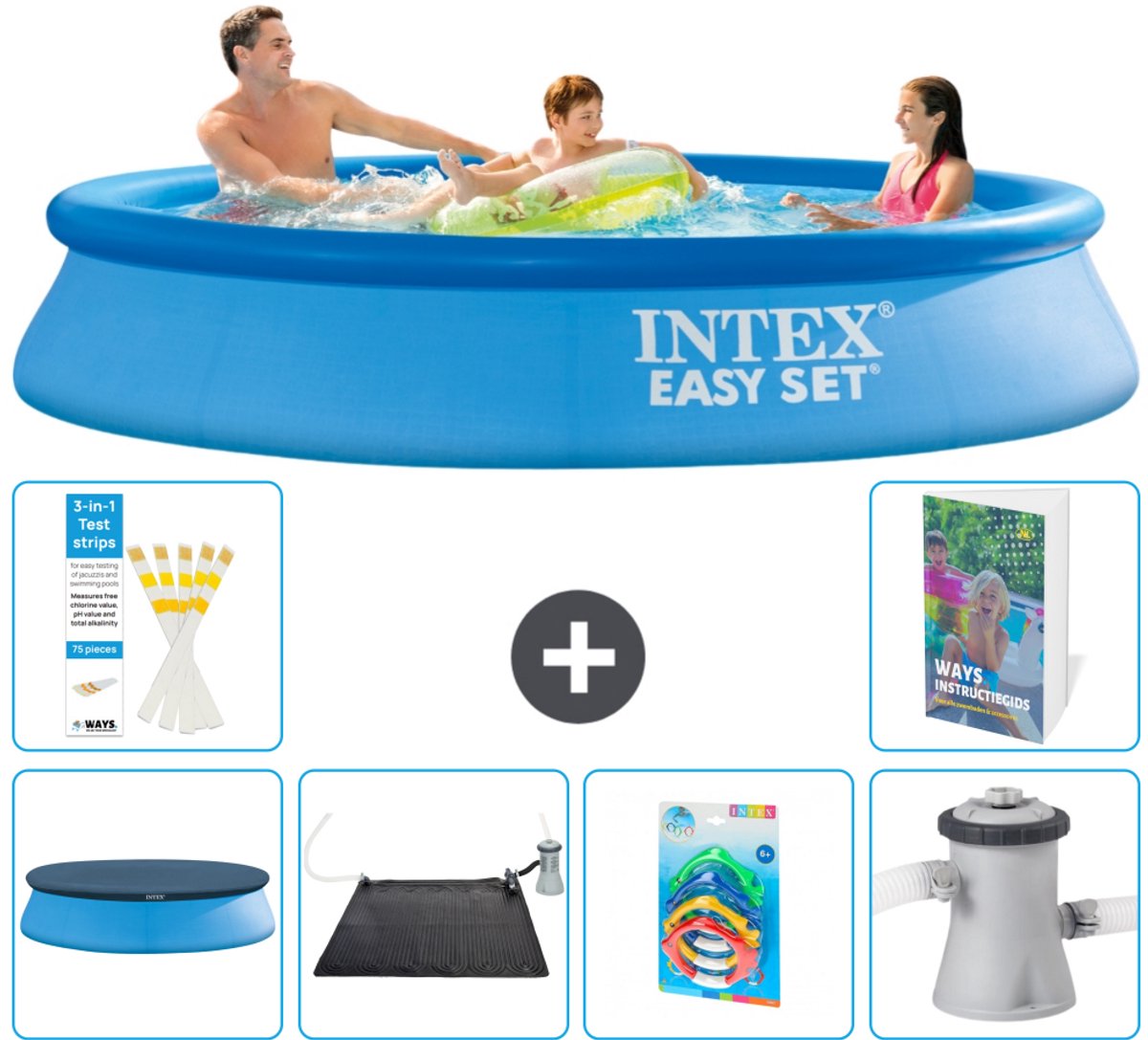 Intex Rond Opblaasbaar Easy Set Zwembad - 305 x 61 cm - Blauw - Inclusief Afdekzeil - Solar Mat - Speelgoed - Zwembadfilterpomp - 7-delig