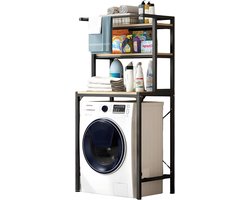 NIVA® Wasmachine Rek - Wasmachine Ombouw Rek - Badkamerplanken - Zwart - 69cm x 60cm x 177cm