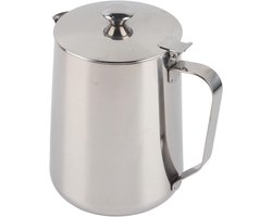 Melkopschuimkan - Koffiemok Melkbeker - Latte Art Maken - Druppelloze Uitloop - 350 ml - Zilver