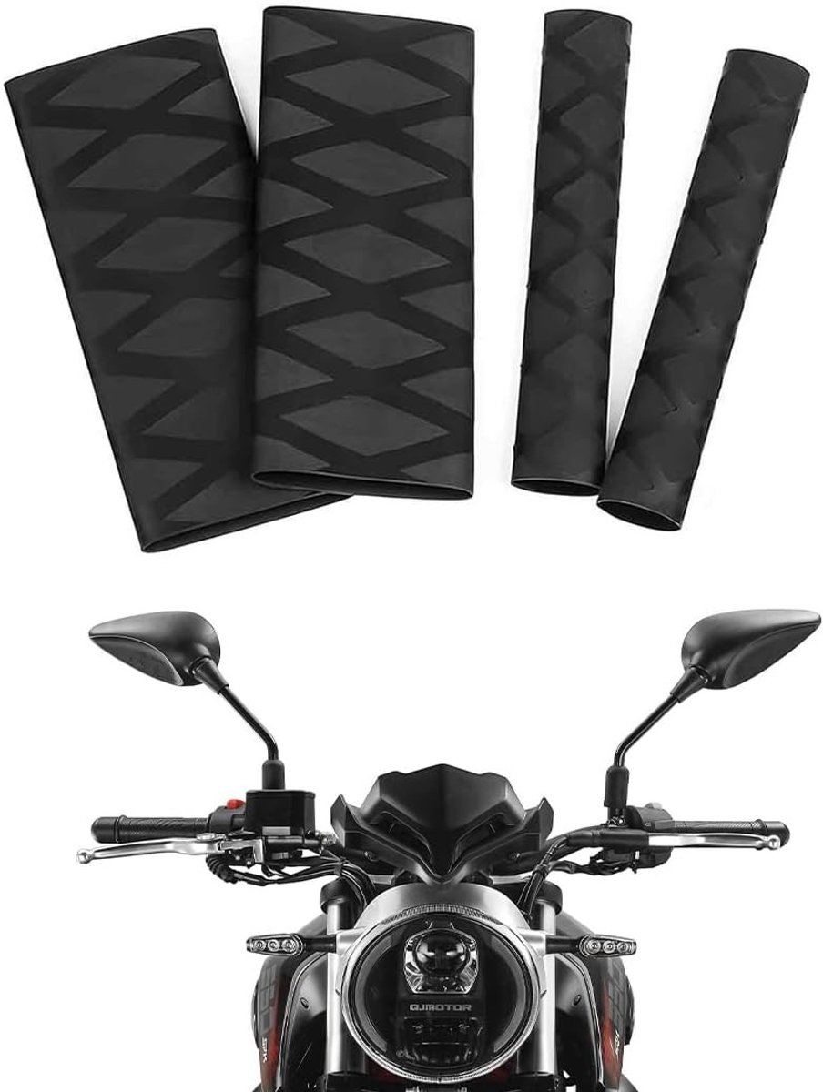 Motorfiets grip covers set van 4 - Zwart - Universele handvatten - Verbeterde grip en veiligheid - ShopVlot