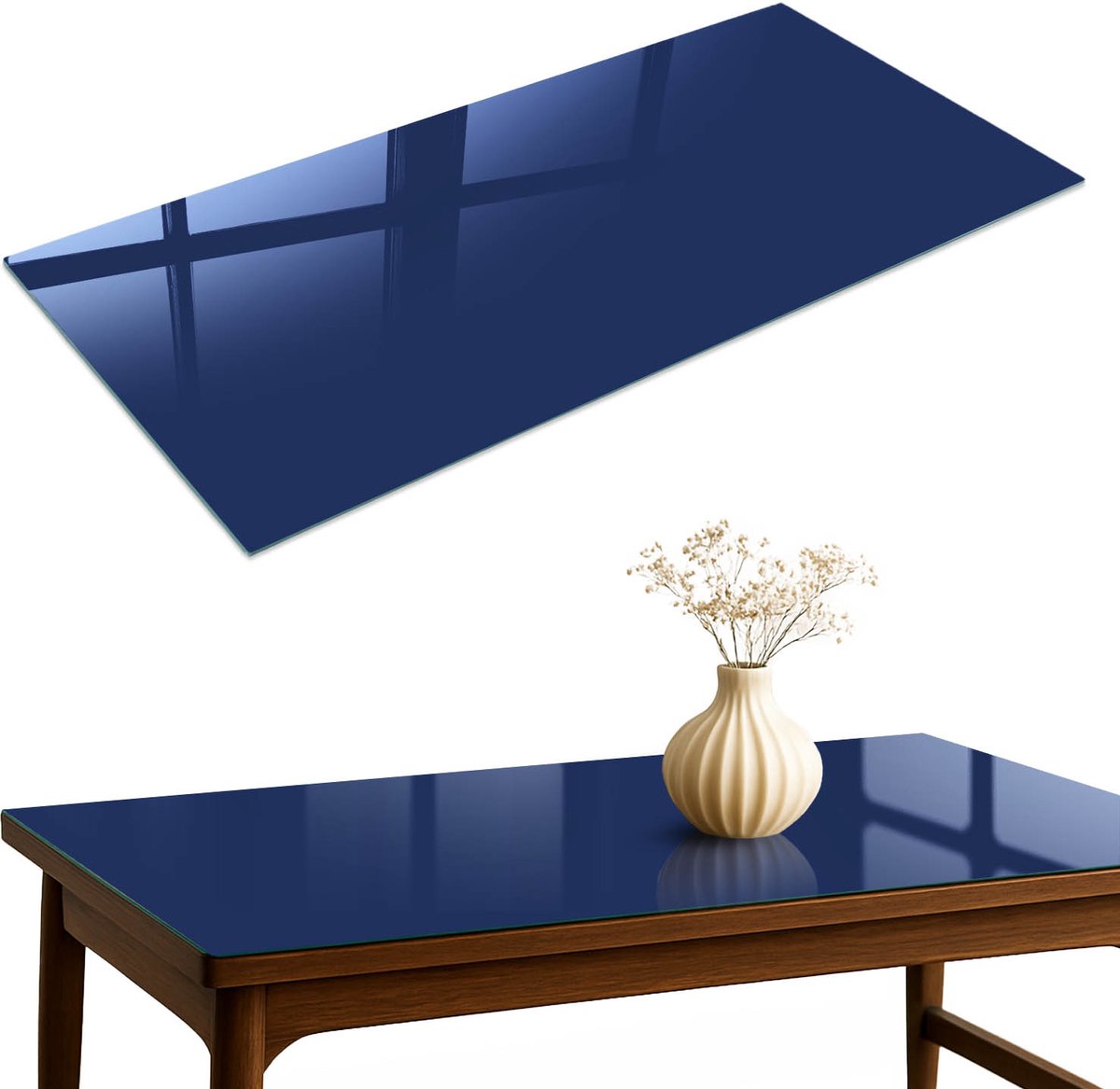 ArtPrintCave Levendig marineblauw Glazen Tafelblad 120x60 cm - Tafelblad Rechthoek - Marine Keukentafel - Achtergronden en patronen Glazen Eettafel