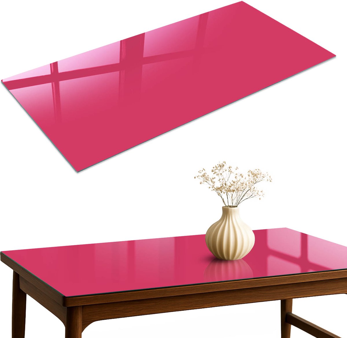 ArtPrintCave Energie roze Glazen Tafelblad 120x60 cm - Tafelblad Rechthoek - Roze Bureaublad - Achtergronden en patronen Keukentafel