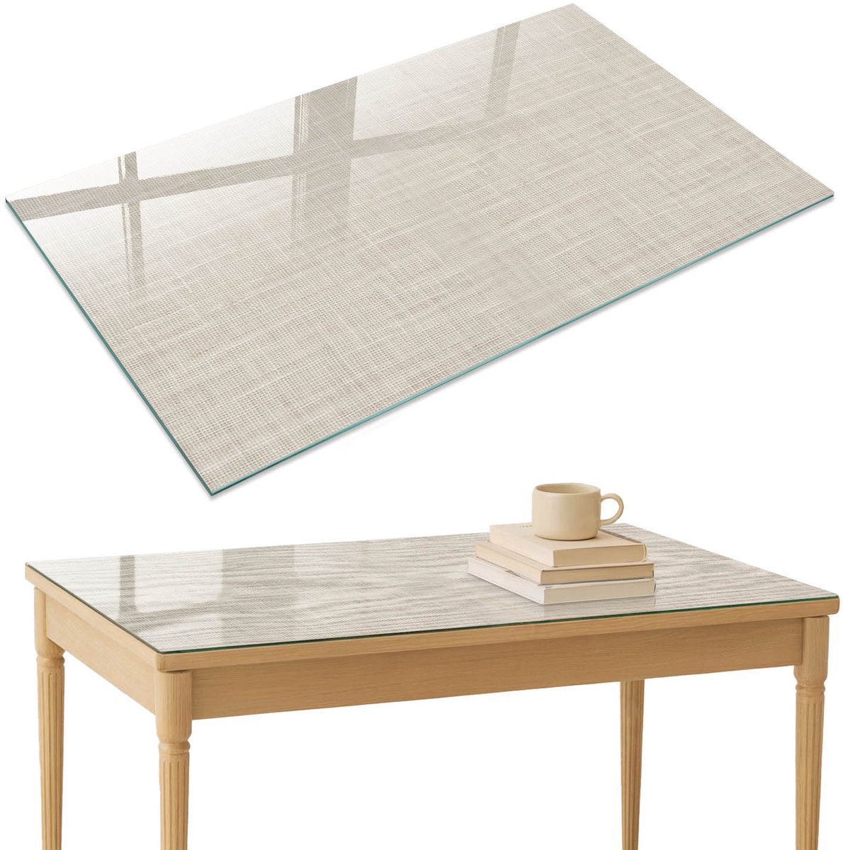 ArtPrintCave Beige textuur Glazen Tafelblad 120x80 cm - Tafelblad Rechthoek - Beige Glasplaat - Texturen Keukentafel