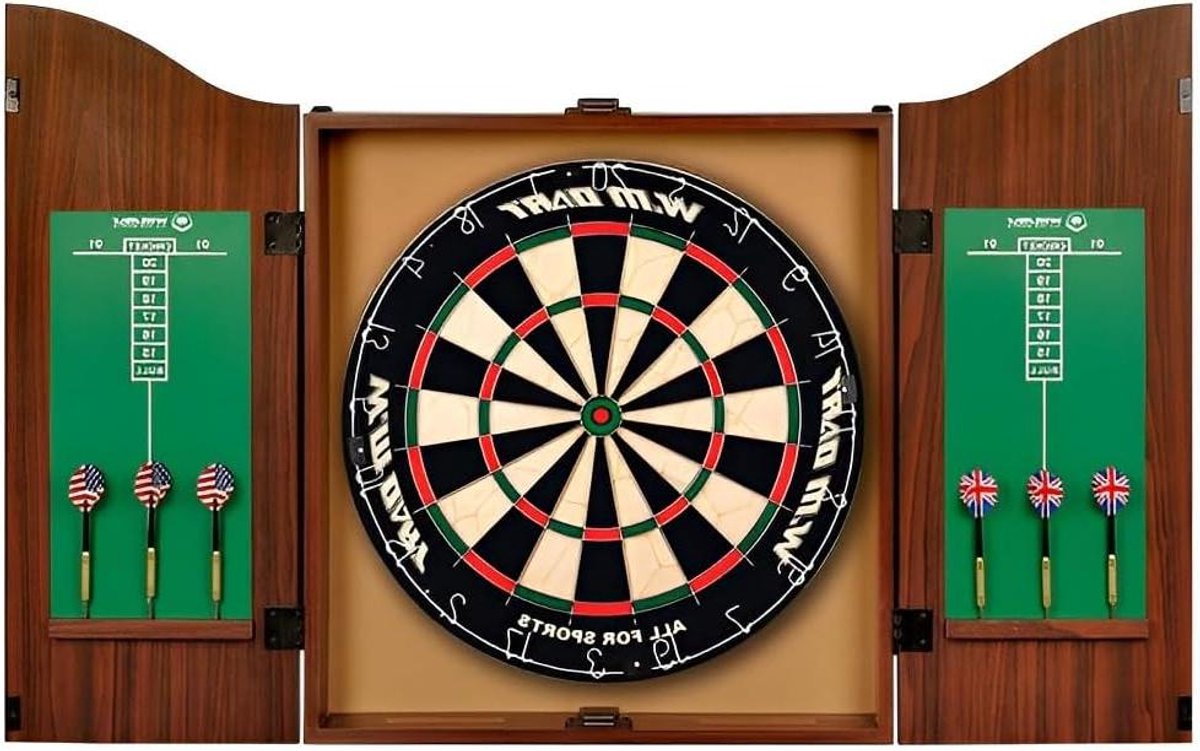 Dartbord Kast Set - Dartspel Set - Home Entertainment - Dubbele Deur Ontwerp - 18 Inch - Niet gespecificeerd