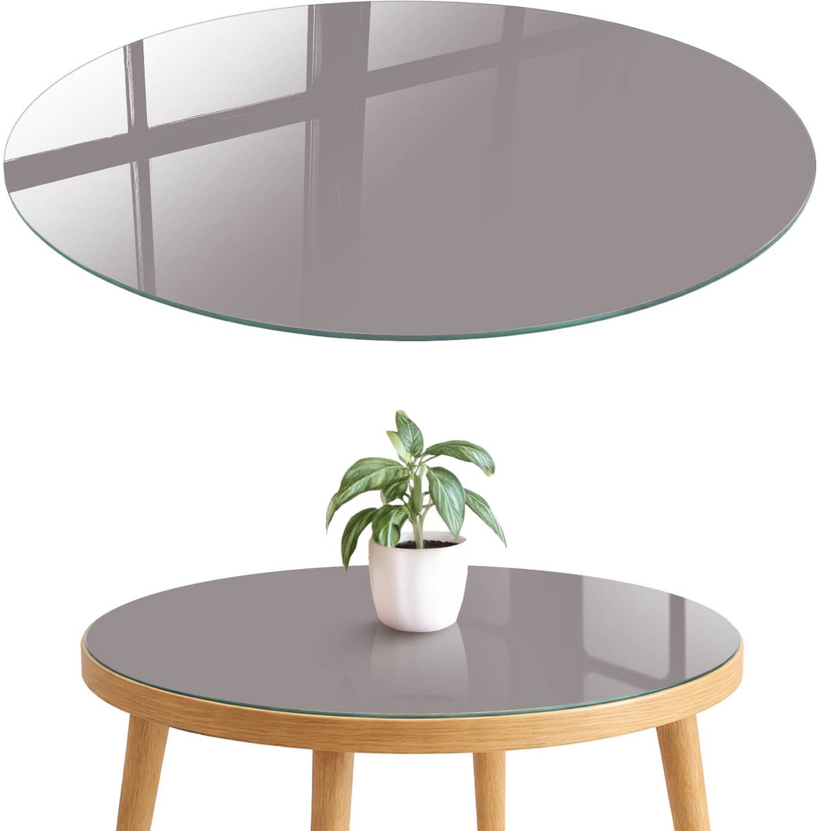 ArtPrintCave Asgrijs Glazen Tafelblad fi70 cm - Tafelblad Rond - Paars Terrastafel - Achtergronden en patronen Eettafel Met Glasplaat