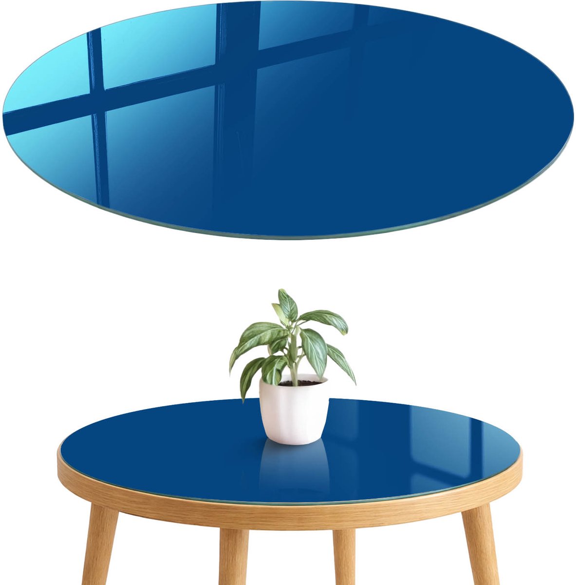 ArtPrintCave Donkerblauw Glazen Tafelblad fi70 cm - Tafelblad Rond - Marine Eettafel Met Glasplaat - Achtergronden en patronen Eettafel Met Glasplaat