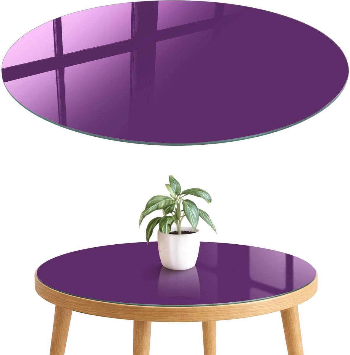 ArtPrintCave Sterk paars Glazen Tafelblad fi70 cm - Tafelblad Rond - Paars Terrastafel - Achtergronden en patronen Terrastafel