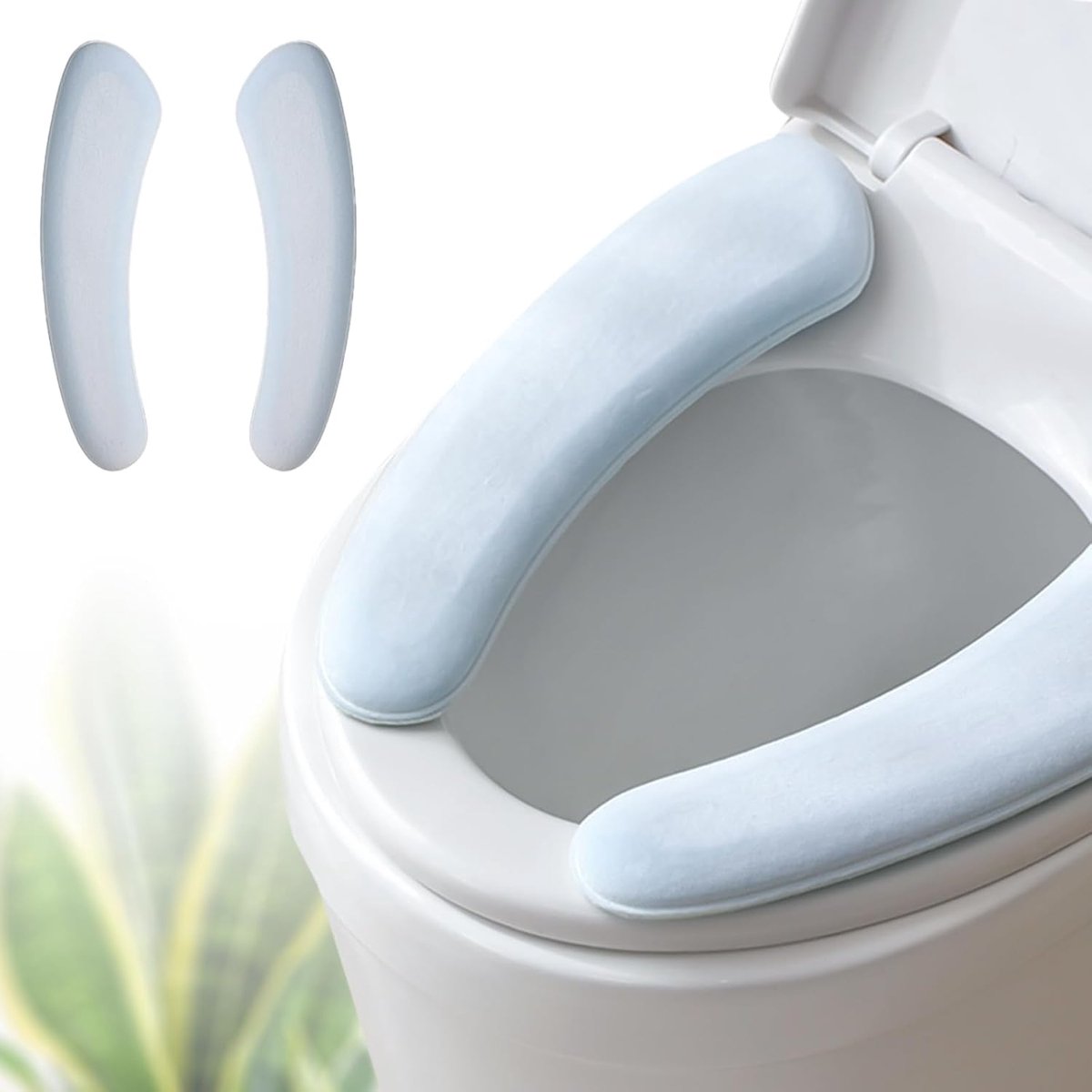 Dikke en elastische wc-brilhoes, wasbaar en herbruikbaar, met dubbelzijdige klittenbandsluiting voor eenvoudige bevestiging - gewatteerde mat met dikke spons voor extra comfort (blauw)