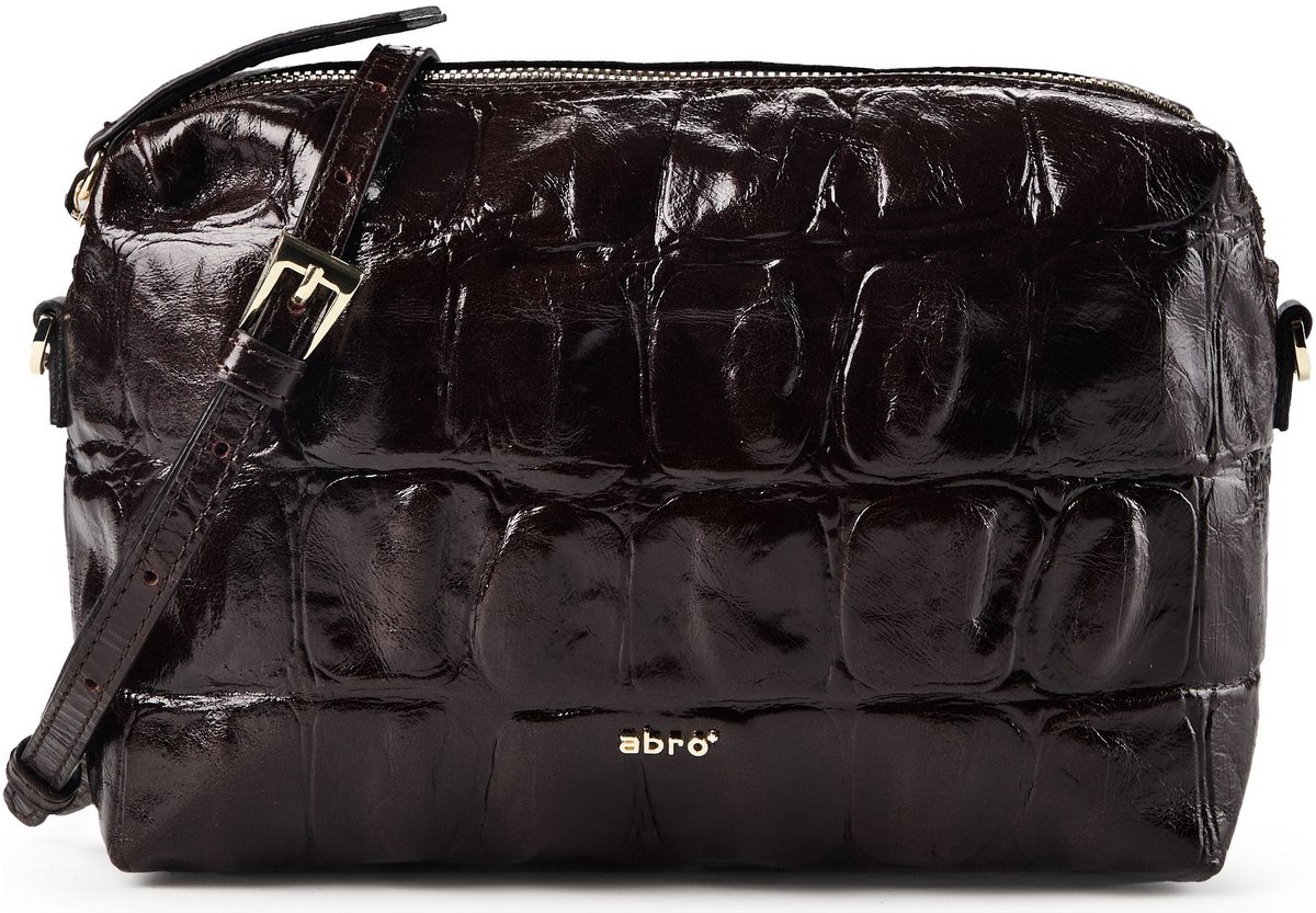 abro Leren schoudertas Leather Maxi Cocco Kaia Crossbody Bag Dark Brown donkerbruin