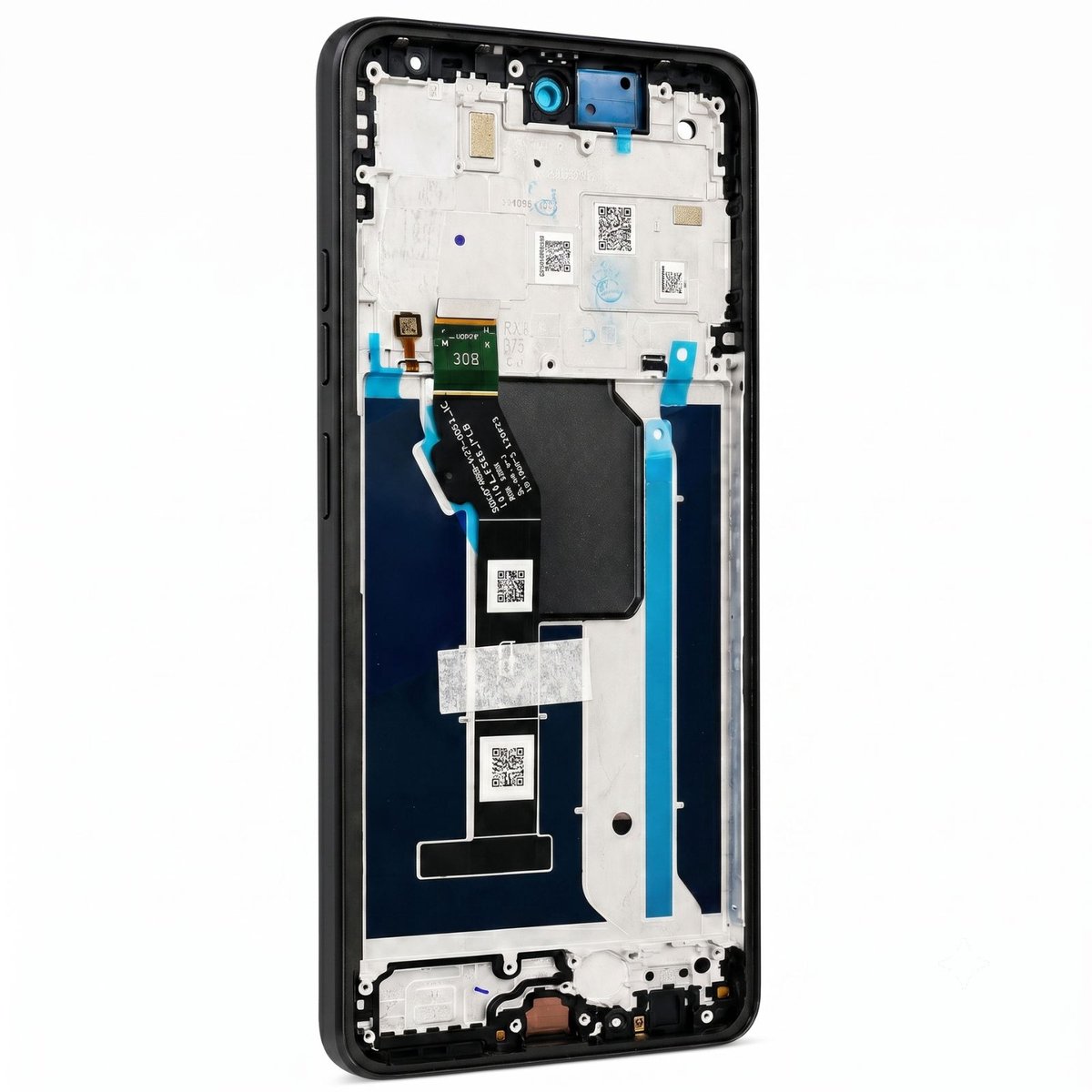 Motorola, LCD Scherm Module met Frame voor Motorola Moto G56 Service Pack, Zwart