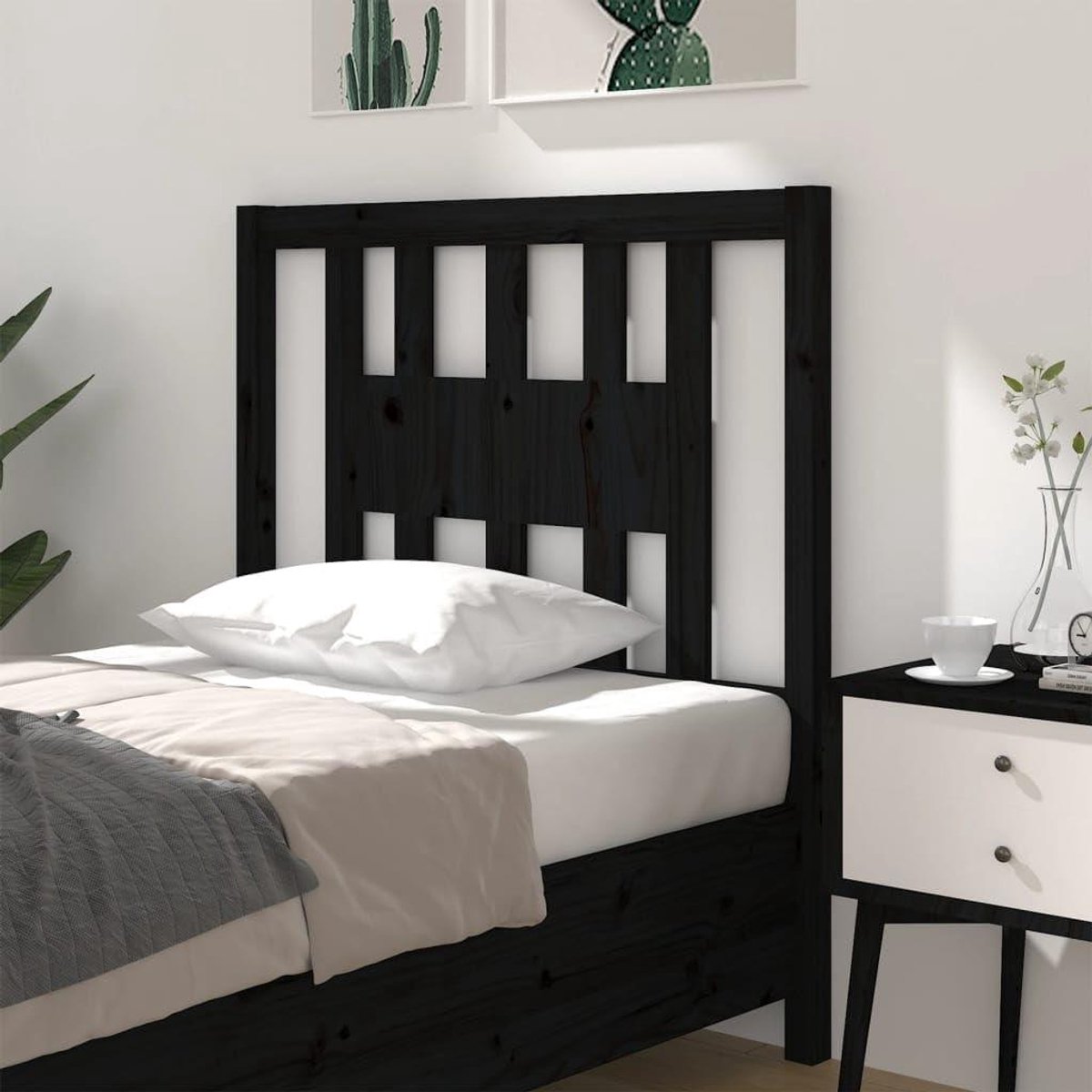 Hoofdbord Massief Hout - Bedhek Bedachterwand - Bed Decoratie - Grenenhout Rustieke Uitstraling - 96 x 4 x 100 cm