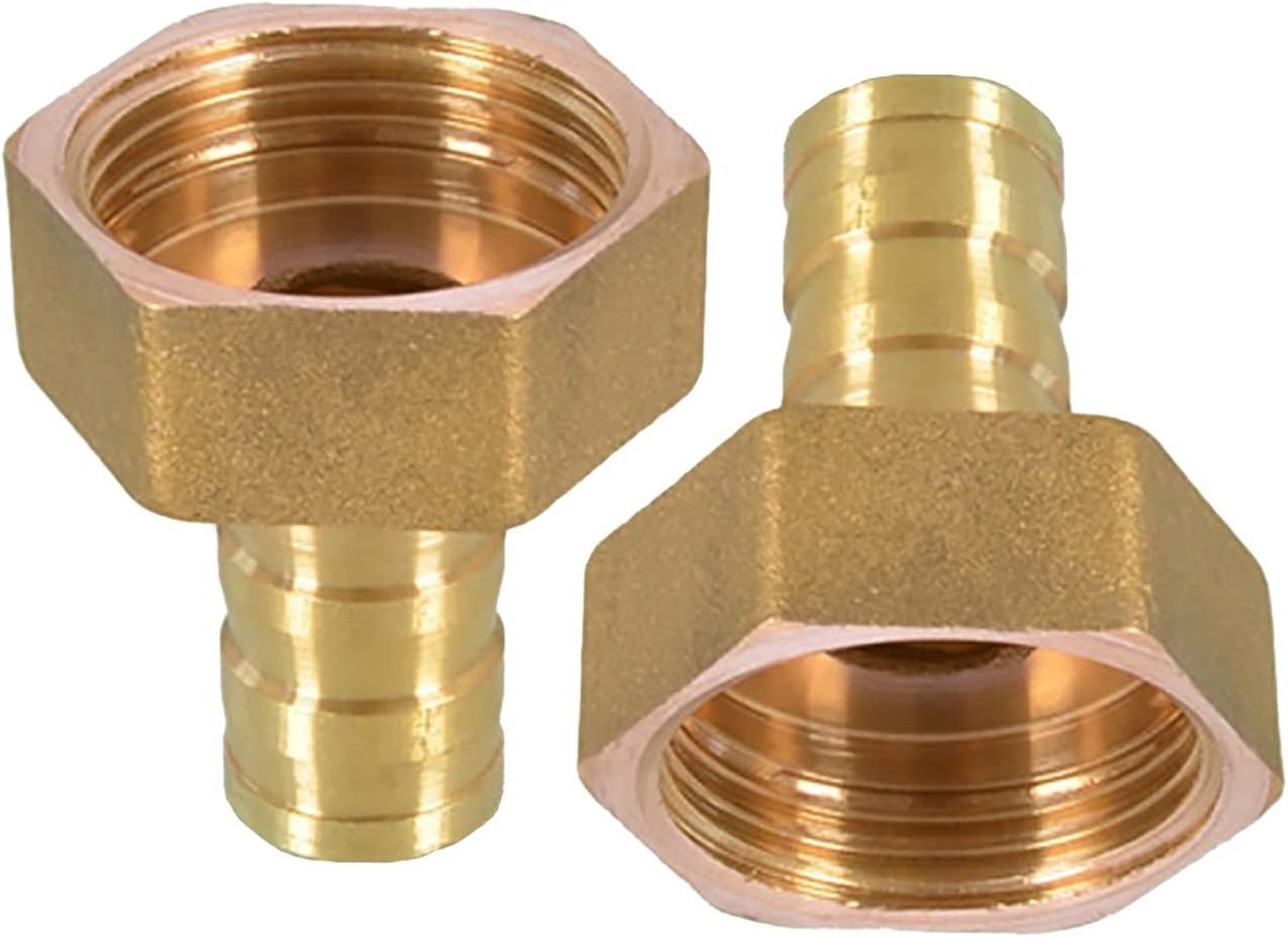 SnelShoppen - 2pcs 1 inch slangverbinding messing tuinaccessoires adapter met NPT vrouwelijke draad, lekvrij, 16mm voor duurzame aansluiting
