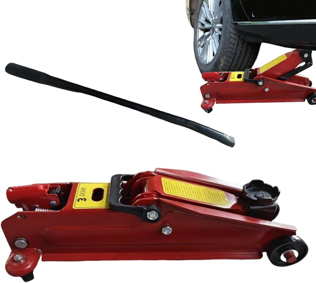 Hydraulische Autokrik - Auto Lift - Voertuig Onderhoud - Zware Constructie - 3 Ton Capaciteit - Zwart