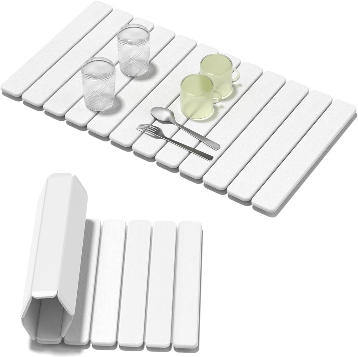 Afwasmat - opvouwbare afdruipmat - diatomeeënaarde afdruipmat - absorberende mat voor aanrecht - geschikt voor keuken en badkamer - wit - 72*39 cm