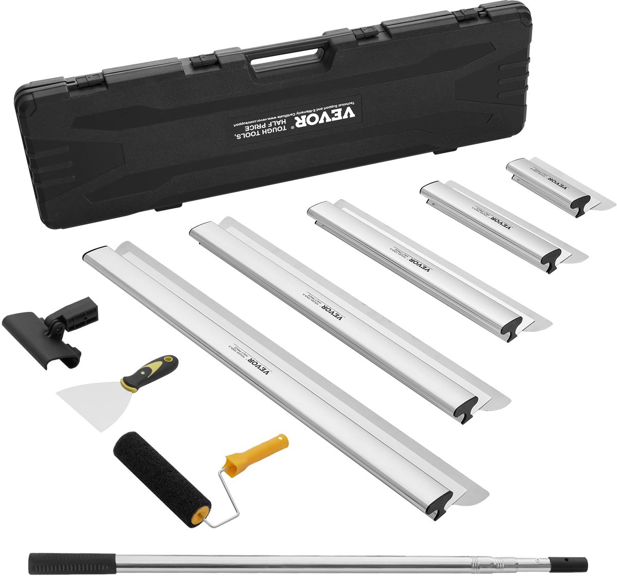 SnelShoppen - Professionele VEVOR Scheidingsmessenset voor Gipsplaten, Roestvrijstalen Messen 254/406/610/813/1016 mm met Verlenggreep 862-2072 mm voo