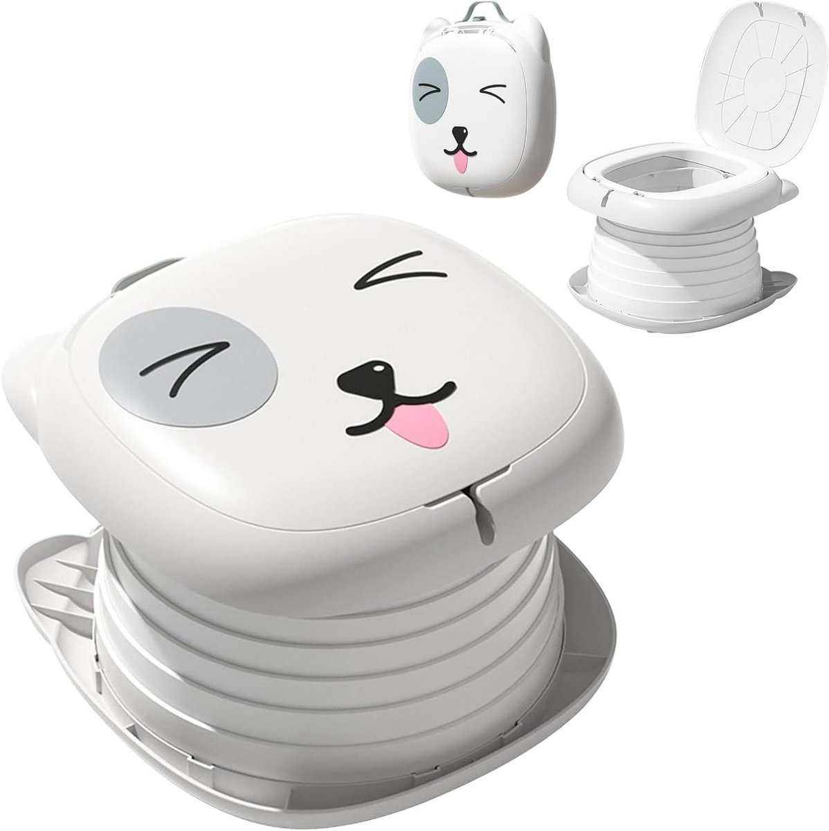 Kinder Toiletzitting - Potty Training Stoel - Reizen en Onderweg - Compact Opvouwbaar - 17 x 24 cm - Grijs Wit