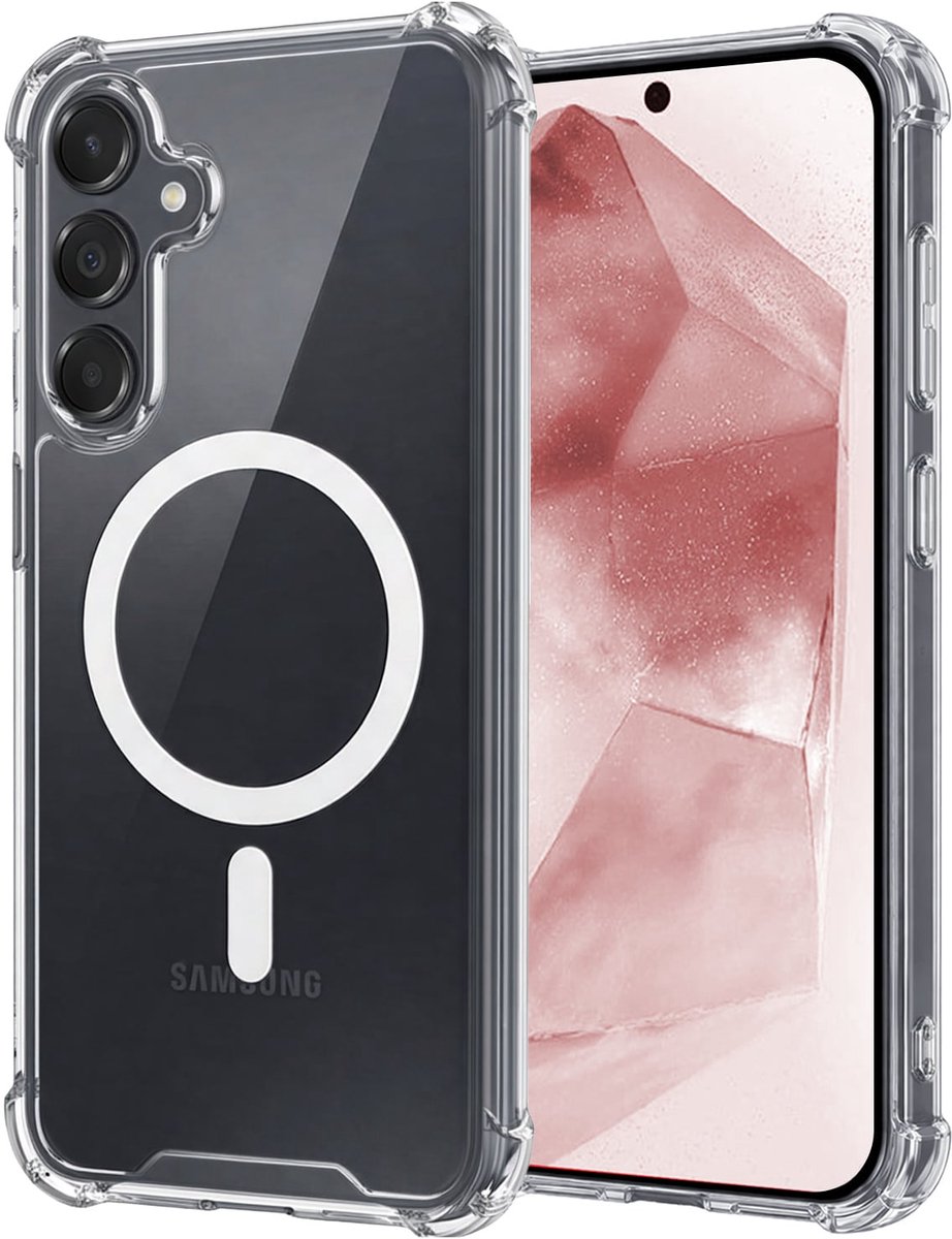 Hoesje - Geschikt voor Samsung Galaxy A55 - Magsafe Compatible - Sterk & Shockproof - Back Cover - Shock Proof Case - Telefoon Hoes Shockproof - Transparant
