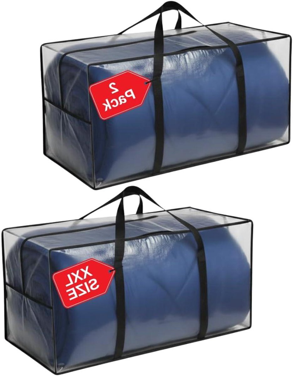 XXL Opbergzakken - Verhuisdozen Opbergbakken - Spullen Opslaan - Dubbel Gestikt - 68.5 Gallons - Transparant