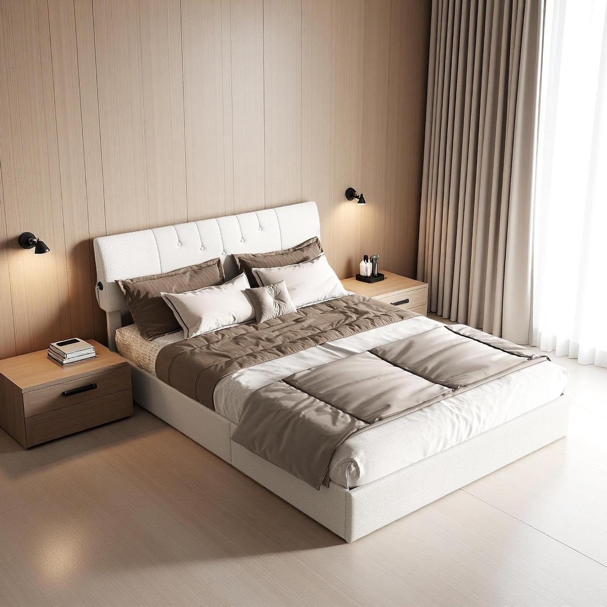 Tweepersoonsbed - Opbergbed Bedlade - Slaapkamer inrichten - Met USB-poorten - 140x200 cm - Wit