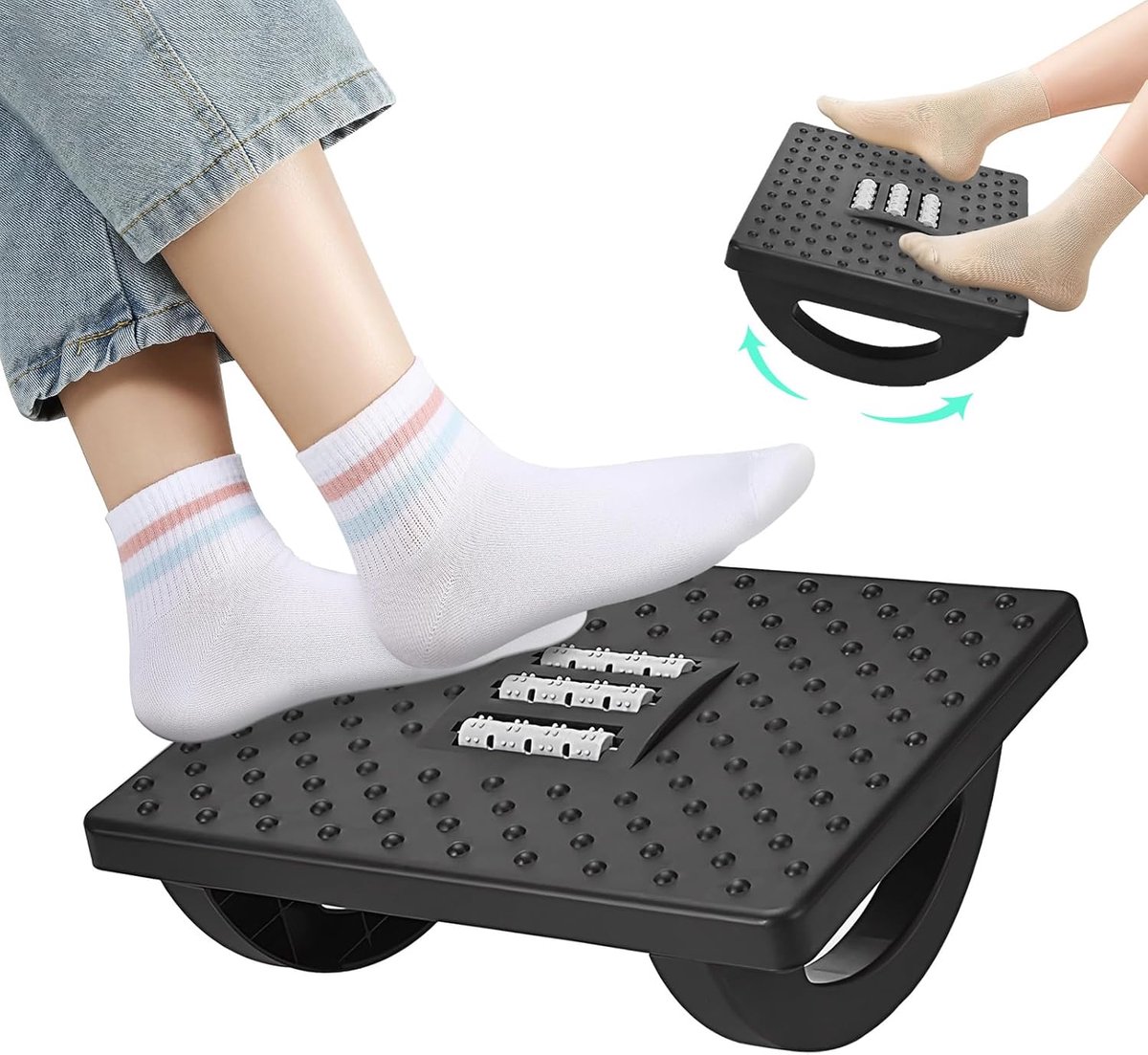 SnelShoppen - Comfortabele voetensteun voor op het bureau met ergonomisch kunststof kussen en massagepunten voor ultiem kantoorcomfort