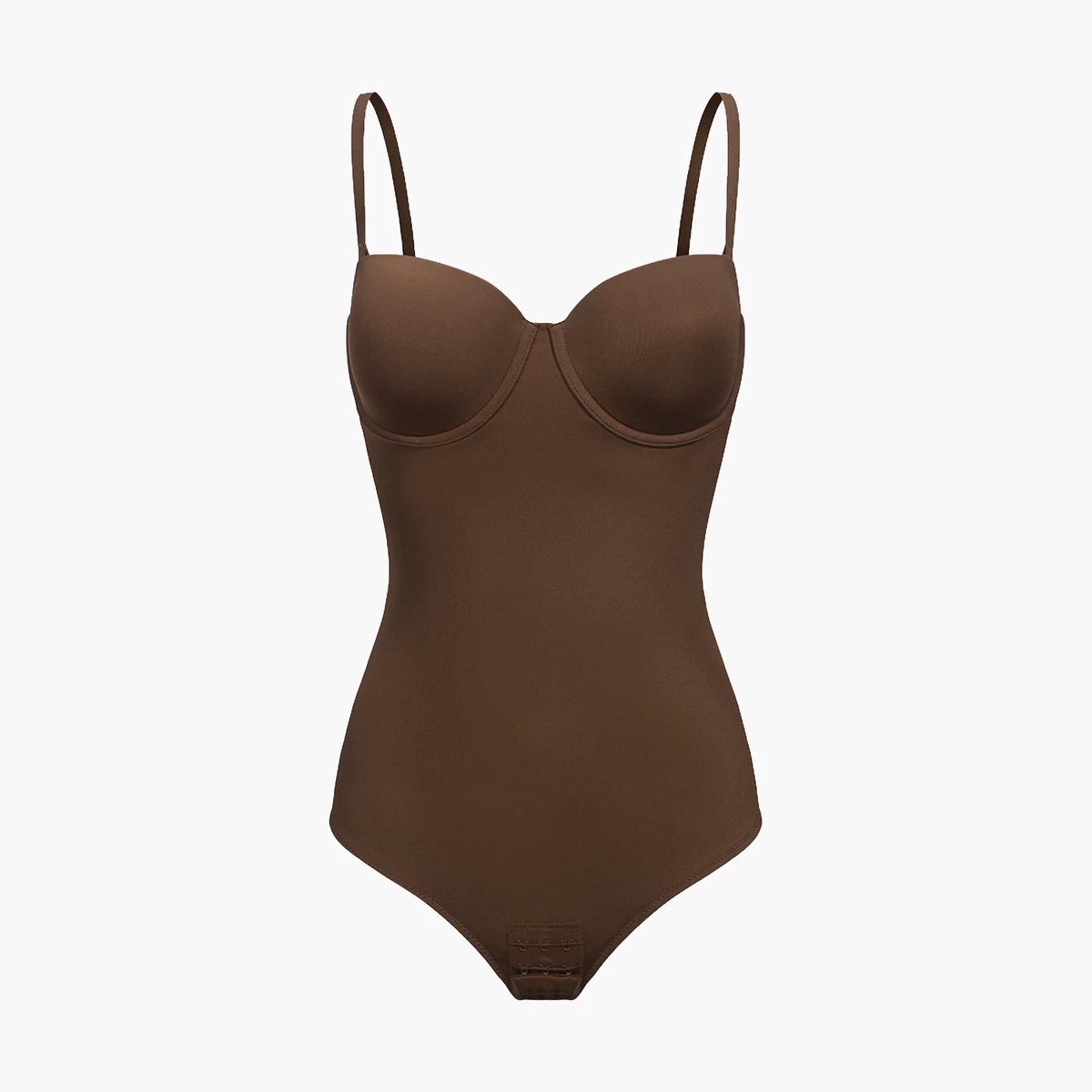 cfab - Push-up bodysuit met koordjes - Bruin - XL - Corrigerende Body - Naadlos - corrigerend ondergoed dames