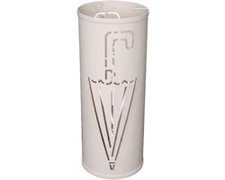 Paraplubak Metaal - Parapluhouder Emmer - Entree Organiseren - Met Lekbak - 21 x 21 x 1 cm - Wit