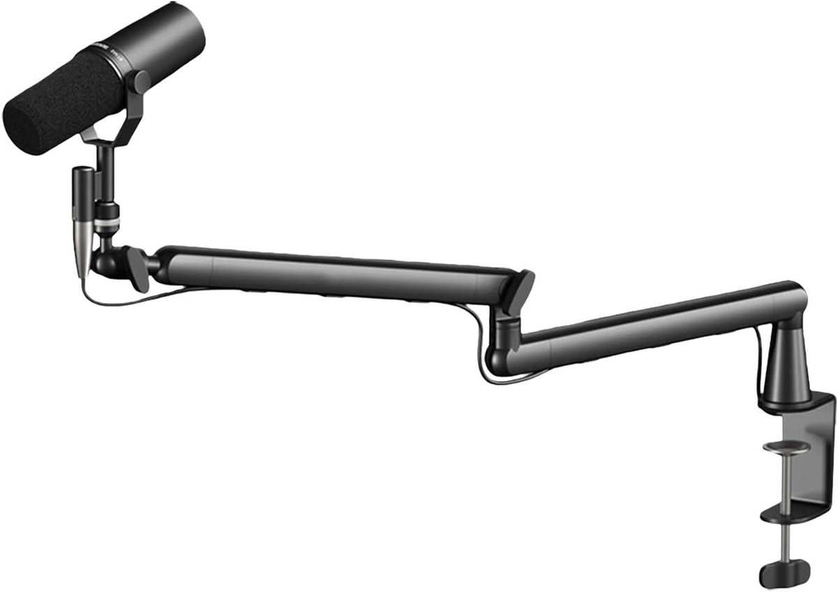 Microfoon Boom Arm - Microfoonhouder Studio - Content Creatie - Schokabsorberende Klem - 64 cm - Zwart
